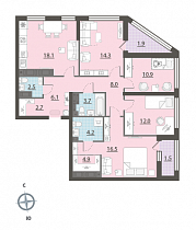 4-комнатная квартира 107,3 м2 ЖК «Цветной бульвар»