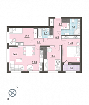 4-комнатная квартира 93,1 м2 ЖК «Цветной бульвар»