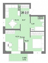 2-комнатная квартира 44,45 м2 ЖК «Шолохов»