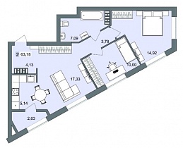 2-комнатная квартира 63,78 м2 «New house mART»