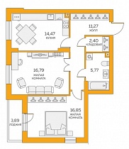 2-комнатная квартира 69,56 м2 ЖК «Луч»