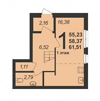 1-комнатная квартира 58,4 м2 ЖК «Близкий»