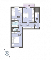 2-комнатная квартира 66,2 м2 ЖК «Флагман»