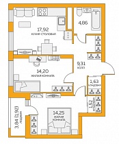2-комнатная квартира 65,61 м2 ЖК «Луч»
