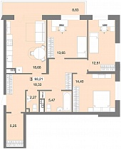 3-комнатная квартира 93,21 м2 ЖК «Белый парус»