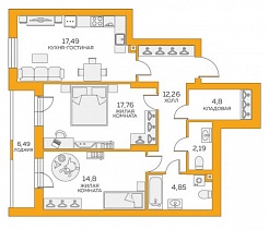 2-комнатная квартира 78,89 м2 ЖК «Луч»