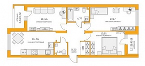 3-комнатная квартира 83,84 м2 ЖК «Луч»