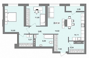 2-комнатная квартира 87,81 м2 «New house mART»
