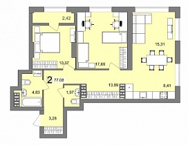 2-комнатная квартира 76,98 м2 «New house mART»