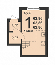 1-комнатная квартира 62,9 м2 ЖК «Близкий»