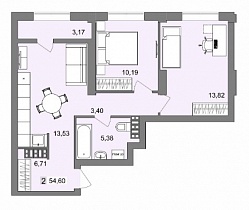 2-комнатная квартира 54,6 м2 «New house mART»